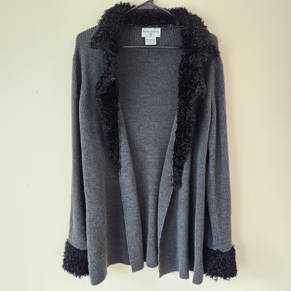 kathy ireland Sweaters - Kathy Ireland Charcoal and Black Women's Cardigan